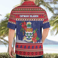 Cayman Islands Christmas Hawaiian Shirt Coat Of Arms With Poinsettia - Wonder Print Shop