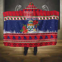 Cayman Islands Christmas Hooded Blanket Coat Of Arms With Poinsettia - Wonder Print Shop