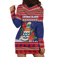 Cayman Islands Christmas Hoodie Dress Coat Of Arms With Poinsettia - Wonder Print Shop