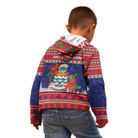Cayman Islands Christmas Kid Hoodie Coat Of Arms With Poinsettia - Wonder Print Shop