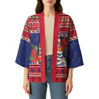 Cayman Islands Christmas Kimono Coat Of Arms With Poinsettia - Wonder Print Shop