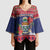 Cayman Islands Christmas Kimono Sleeve Blouse Coat Of Arms With Poinsettia - Wonder Print Shop