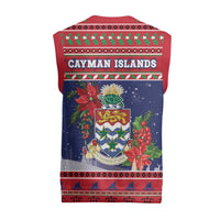 Cayman Islands Christmas Knitted V-Neck Vest Coat Of Arms With Poinsettia - Wonder Print Shop