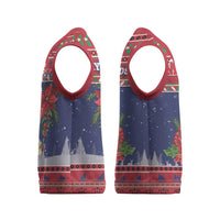 Cayman Islands Christmas Knitted V-Neck Vest Coat Of Arms With Poinsettia - Wonder Print Shop