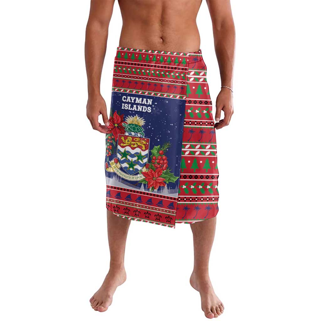 Cayman Islands Christmas Lavalava Coat Of Arms With Poinsettia - Wonder Print Shop