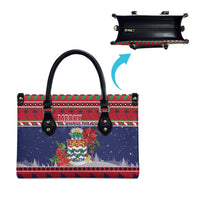 Cayman Islands Christmas Leather Bag Coat Of Arms With Poinsettia - Wonder Print Shop