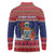 Cayman Islands Christmas Long Sleeve Polo Shirt Coat Of Arms With Poinsettia - Wonder Print Shop