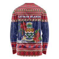 Cayman Islands Christmas Long Sleeve Shirt Coat Of Arms With Poinsettia - Wonder Print Shop