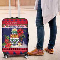 Cayman Islands Christmas Luggage Cover Coat Of Arms With Poinsettia - Wonder Print Shop