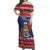 Cayman Islands Christmas Off Shoulder Maxi Dress Coat Of Arms With Poinsettia - Wonder Print Shop