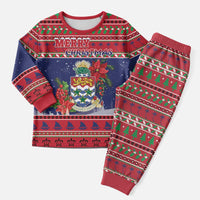 Cayman Islands Christmas Pajama Set Coat Of Arms With Poinsettia - Wonder Print Shop