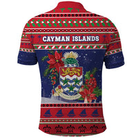 Cayman Islands Christmas Polo Shirt Coat Of Arms With Poinsettia - Wonder Print Shop