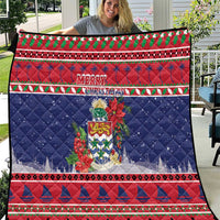 Cayman Islands Christmas Quilt Coat Of Arms With Poinsettia - Wonder Print Shop