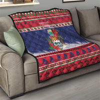 Cayman Islands Christmas Quilt Coat Of Arms With Poinsettia - Wonder Print Shop
