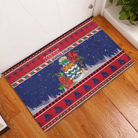 Cayman Islands Christmas Rubber Doormat Coat Of Arms With Poinsettia - Wonder Print Shop