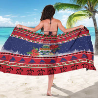 Cayman Islands Christmas Sarong Coat Of Arms With Poinsettia - Wonder Print Shop