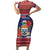 Cayman Islands Christmas Short Sleeve Bodycon Dress Coat Of Arms With Poinsettia - Wonder Print Shop