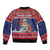 Cayman Islands Christmas Sleeve Zip Bomber Jacket Coat Of Arms With Poinsettia - Wonder Print Shop