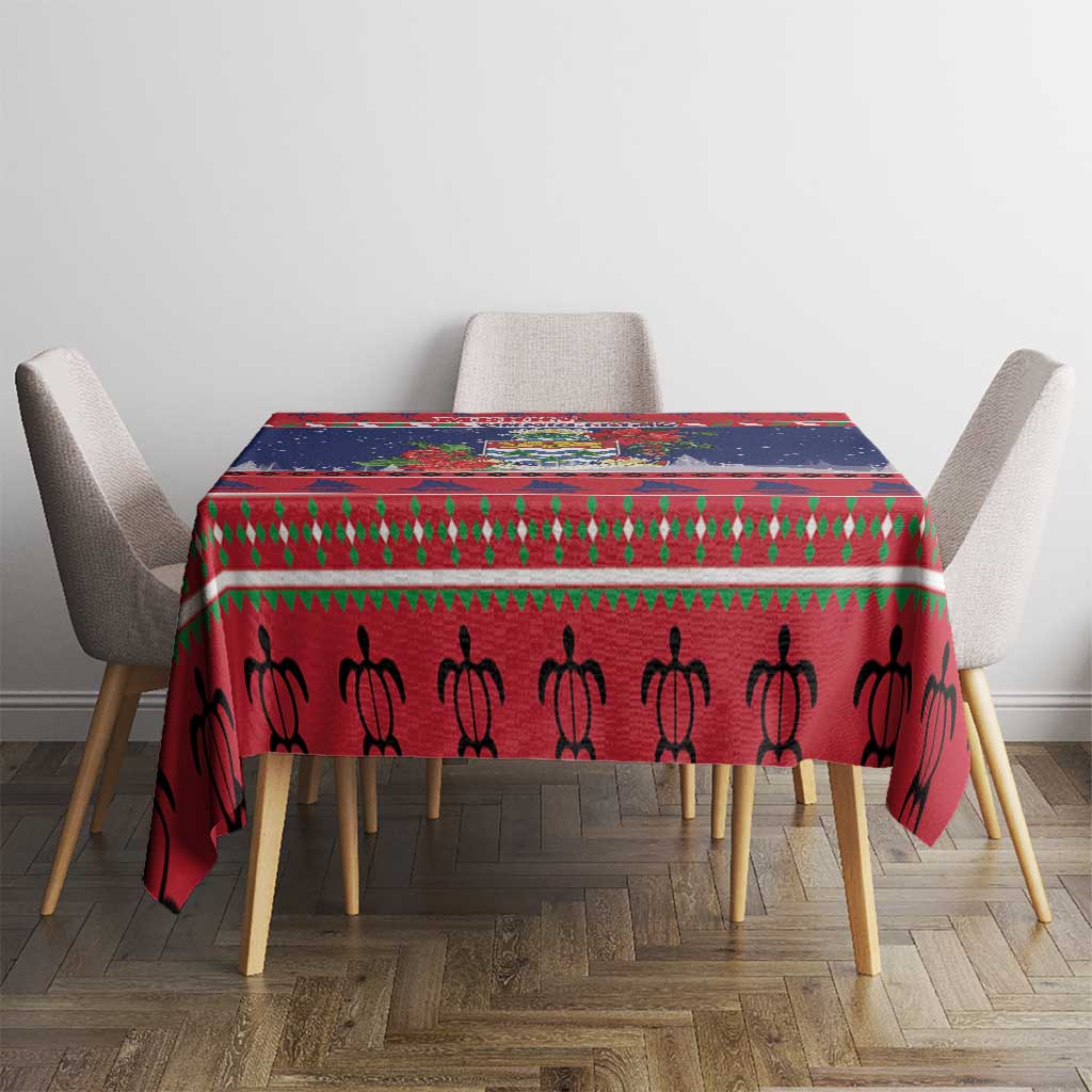 Cayman Islands Christmas Tablecloth Coat Of Arms With Poinsettia - Wonder Print Shop