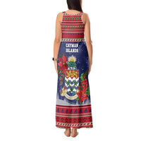 Cayman Islands Christmas Tank Maxi Dress Coat Of Arms With Poinsettia - Wonder Print Shop