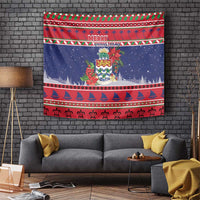 Cayman Islands Christmas Tapestry Coat Of Arms With Poinsettia - Wonder Print Shop