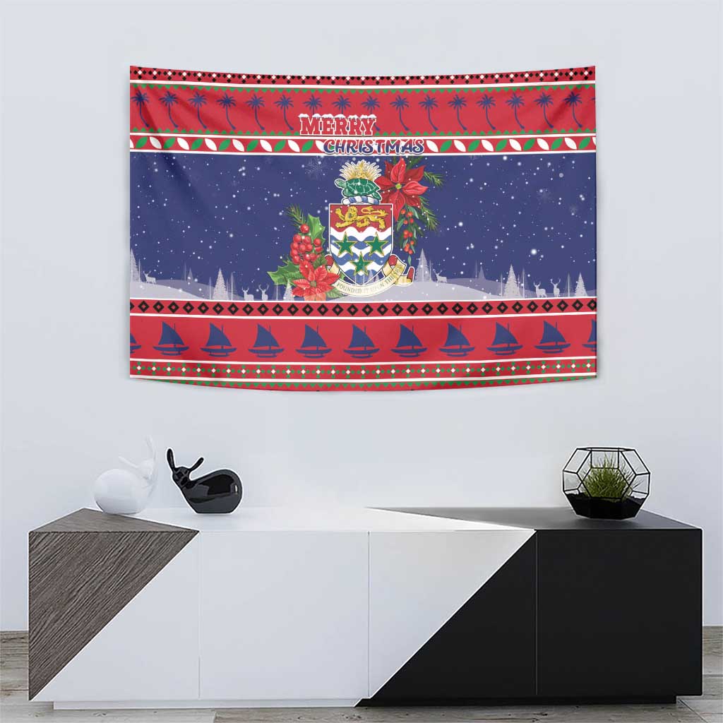 Cayman Islands Christmas Tapestry Coat Of Arms With Poinsettia - Wonder Print Shop