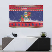 Cayman Islands Christmas Tapestry Coat Of Arms With Poinsettia - Wonder Print Shop