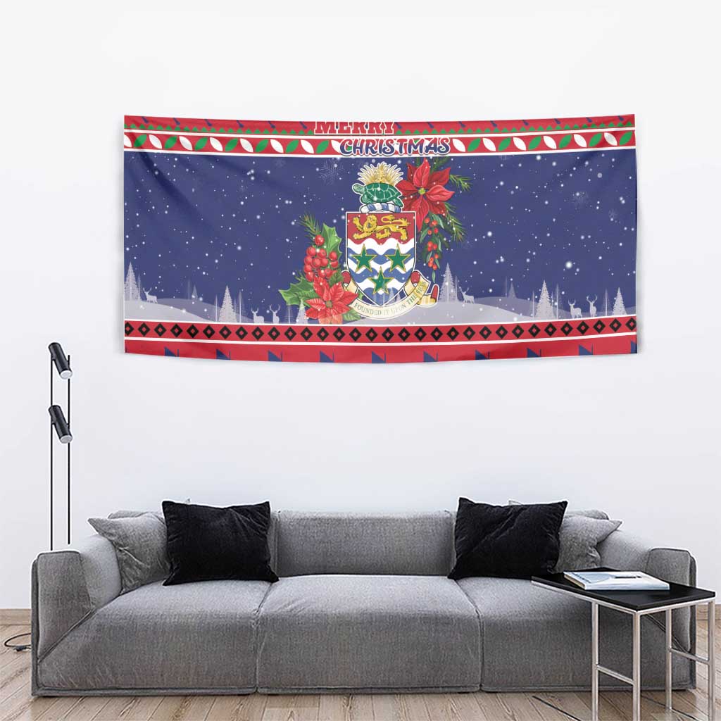 Cayman Islands Christmas Tapestry Coat Of Arms With Poinsettia - Wonder Print Shop