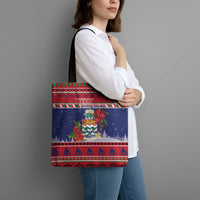 Cayman Islands Christmas Tote Bag Coat Of Arms With Poinsettia - Wonder Print Shop
