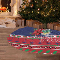 Cayman Islands Christmas Tree Skirt Coat Of Arms With Poinsettia - Wonder Print Shop