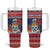 Cayman Islands Christmas Tumbler With Handle Coat Of Arms With Poinsettia - Wonder Print Shop
