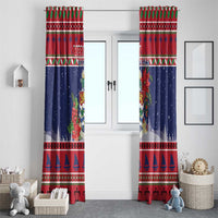 Cayman Islands Christmas Window Curtain Coat Of Arms With Poinsettia - Wonder Print Shop