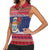 Cayman Islands Christmas Women Sleeveless Polo Shirt Coat Of Arms With Poinsettia - Wonder Print Shop
