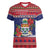 Cayman Islands Christmas Women V-Neck T-Shirt Coat Of Arms With Poinsettia - Wonder Print Shop