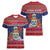 Cayman Islands Christmas Women V-Neck T-Shirt Coat Of Arms With Poinsettia - Wonder Print Shop