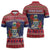 Cayman Islands Christmas Zipper Polo Shirt Coat Of Arms With Poinsettia - Wonder Print Shop