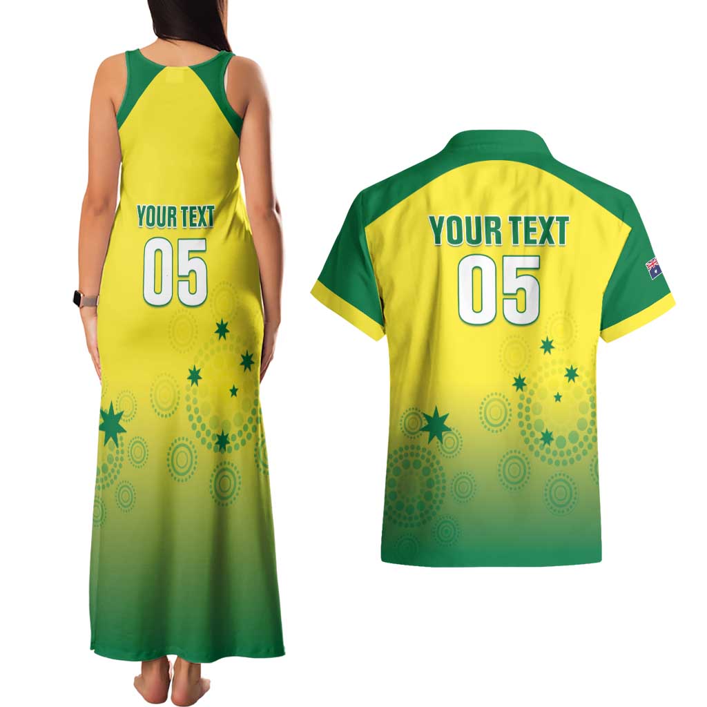 Custom Australia Cricket Couples Matching Tank Maxi Dress and Hawaiian Shirt Go Champions Aussies LT05 - Wonder Print Shop