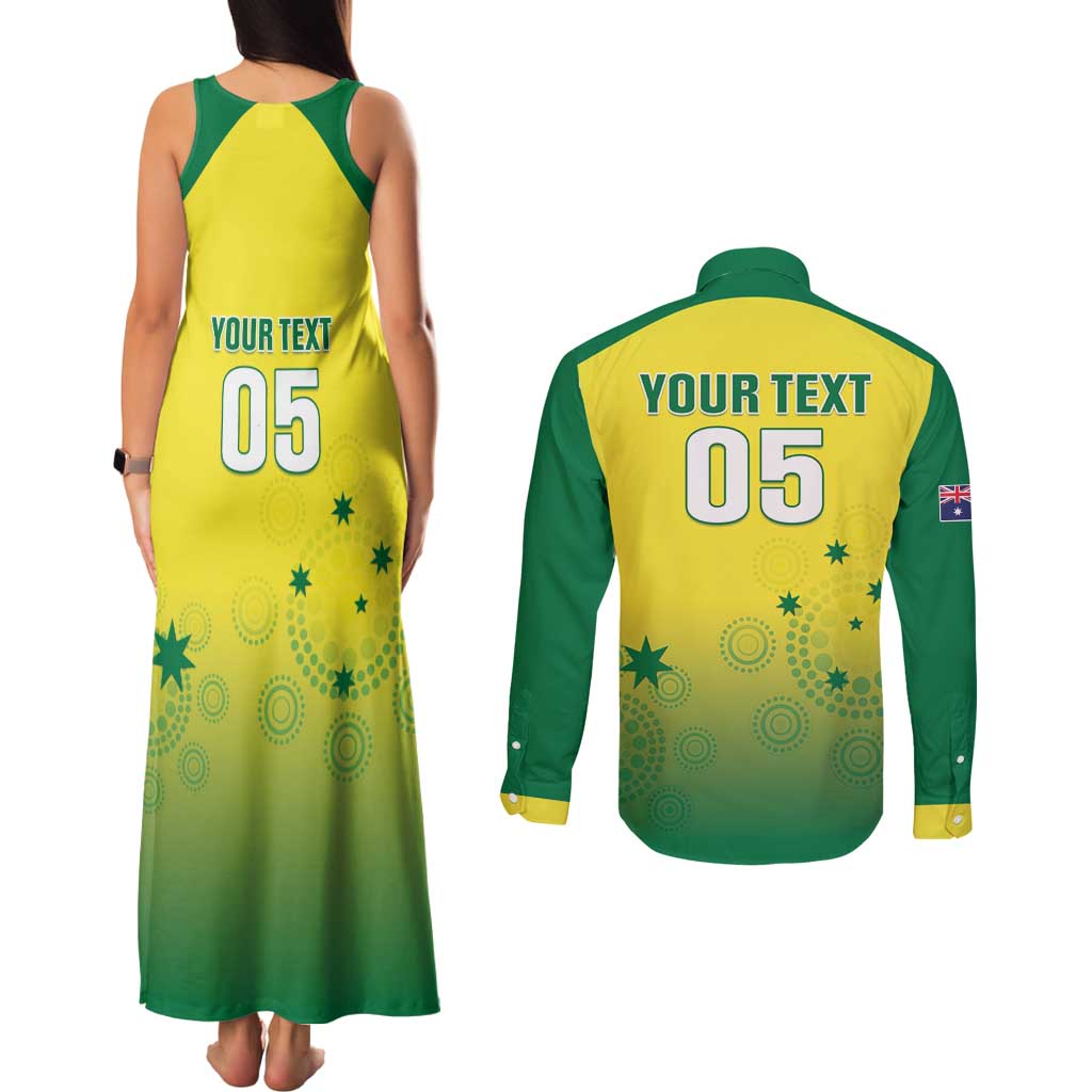 Custom Australia Cricket Couples Matching Tank Maxi Dress and Long Sleeve Button Shirt Go Champions Aussies LT05 - Wonder Print Shop