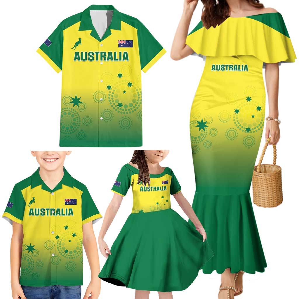 Custom Australia Cricket Family Matching Mermaid Dress and Hawaiian Shirt Go Champions Aussies LT05 - Wonder Print Shop