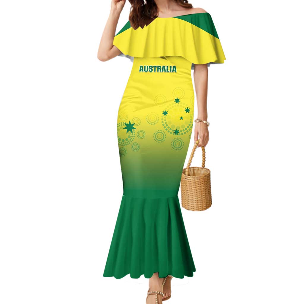 Custom Australia Cricket Family Matching Mermaid Dress and Hawaiian Shirt Go Champions Aussies LT05 - Wonder Print Shop