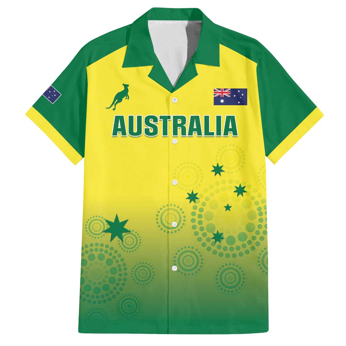 Custom Australia Cricket Family Matching Off The Shoulder Long Sleeve Dress and Hawaiian Shirt Go Champions Aussies LT05 - Wonder Print Shop