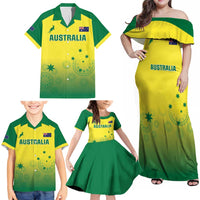 Custom Australia Cricket Family Matching Off Shoulder Maxi Dress and Hawaiian Shirt Go Champions Aussies LT05 - Wonder Print Shop
