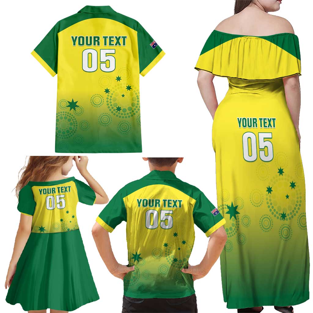 Custom Australia Cricket Family Matching Off Shoulder Maxi Dress and Hawaiian Shirt Go Champions Aussies LT05 - Wonder Print Shop