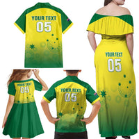 Custom Australia Cricket Family Matching Off Shoulder Maxi Dress and Hawaiian Shirt Go Champions Aussies LT05 - Wonder Print Shop