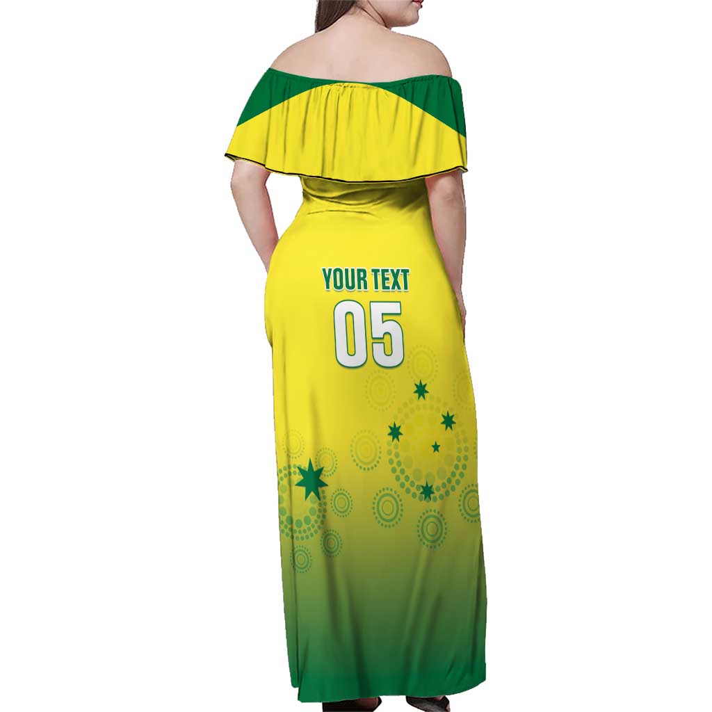 Custom Australia Cricket Family Matching Off Shoulder Maxi Dress and Hawaiian Shirt Go Champions Aussies LT05 - Wonder Print Shop