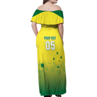 Custom Australia Cricket Family Matching Off Shoulder Maxi Dress and Hawaiian Shirt Go Champions Aussies LT05 - Wonder Print Shop