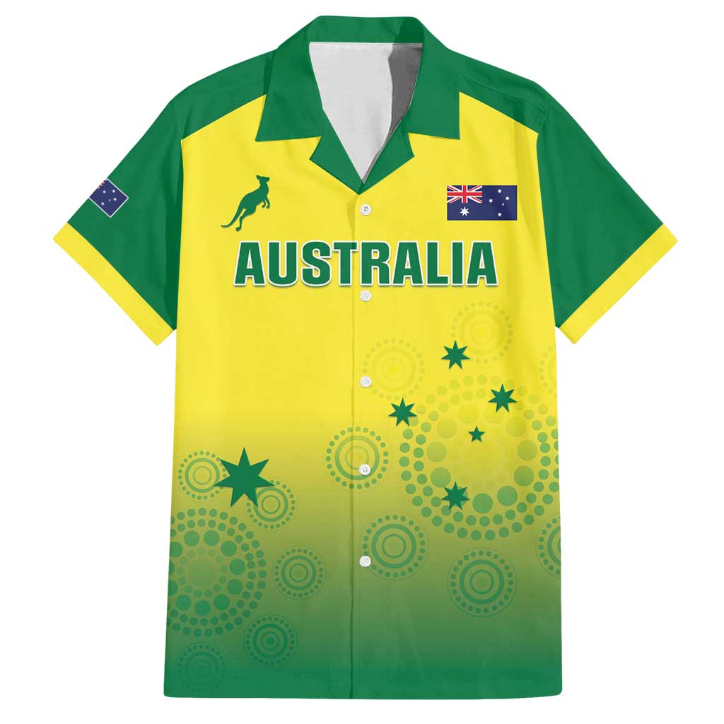 Custom Australia Cricket Family Matching Off Shoulder Short Dress and Hawaiian Shirt Go Champions Aussies LT05 - Wonder Print Shop