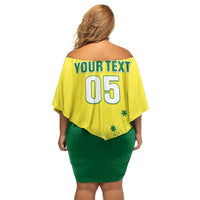 Custom Australia Cricket Family Matching Off Shoulder Short Dress and Hawaiian Shirt Go Champions Aussies LT05 - Wonder Print Shop