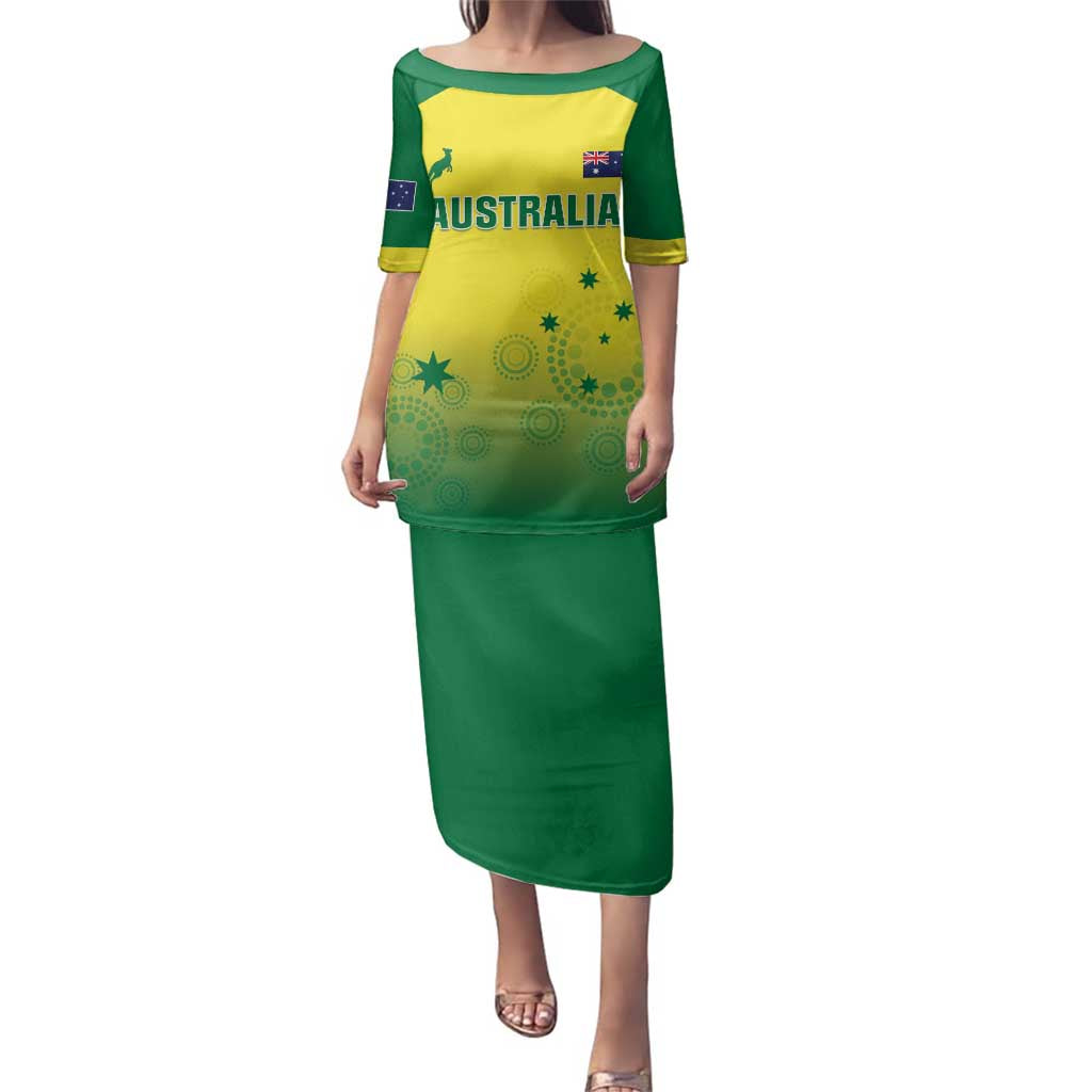 Custom Australia Cricket Family Matching Puletasi and Hawaiian Shirt Go Champions Aussies LT05 - Wonder Print Shop
