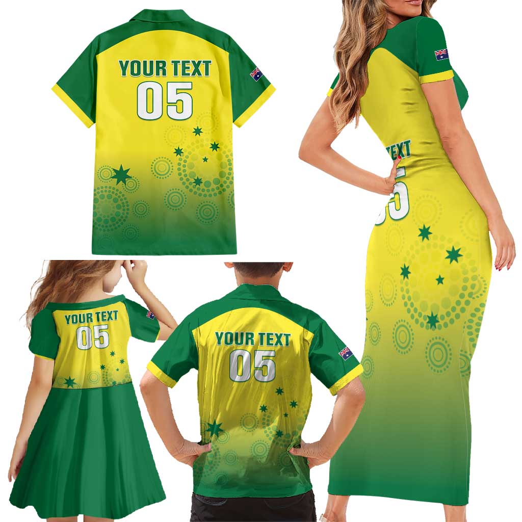 Custom Australia Cricket Family Matching Short Sleeve Bodycon Dress and Hawaiian Shirt Go Champions Aussies LT05 - Wonder Print Shop